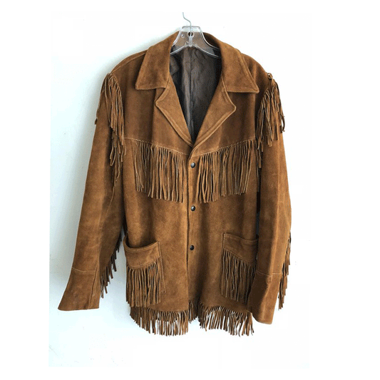 Western Brown Suede Leather Fringe Jacket Cowboy Jacket LWJ2170