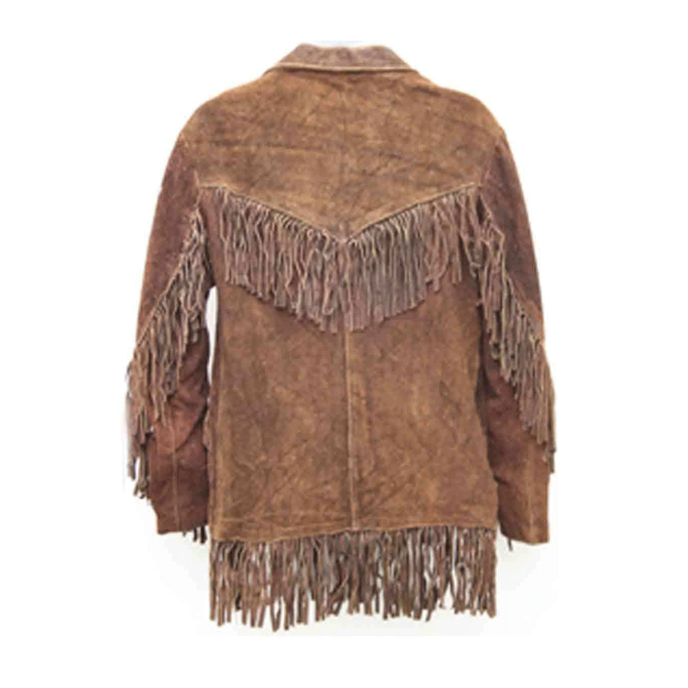 Western Brown Suede Leather Fringe Jacket Cowboy Jacket LWJ3070