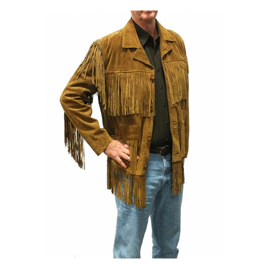 Western Brown Suede Leather Fringe Jacket Cowboy Jacket LWJ3260