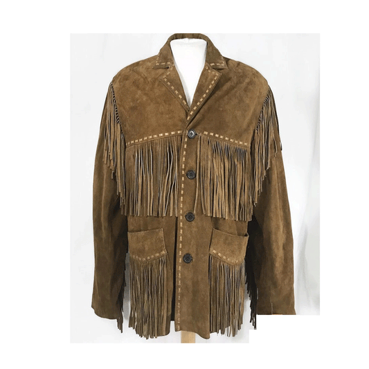 Western Brown Suede Leather Fringe Jacket Cowboy Jacket LWJ3270