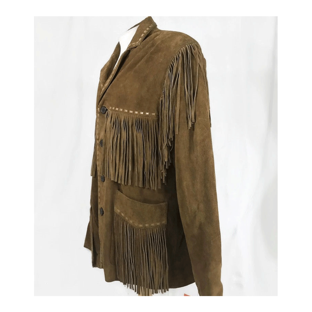 Western Brown Suede Leather Fringe Jacket Cowboy Jacket LWJ3270