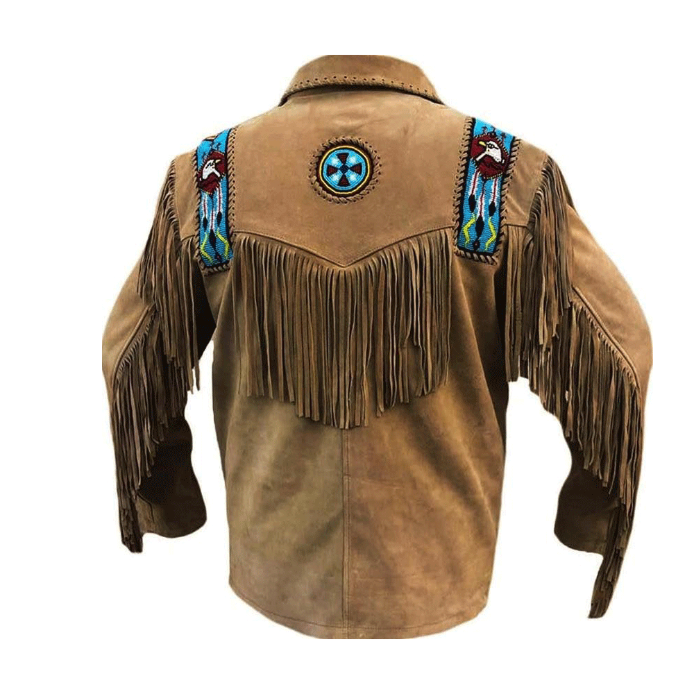 Western Fringe Jacket Brown Suede Leather LWJ1590