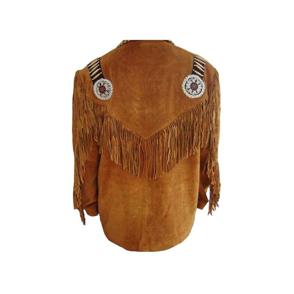 Western Brown Suede Leather Fringe Jacket Cowboy Jacket LWJ1290