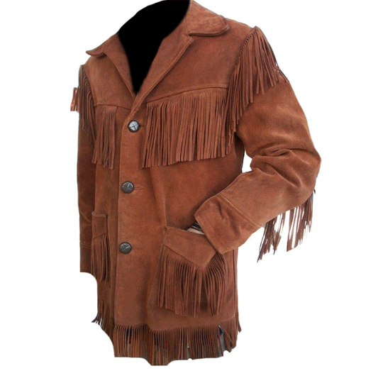 Western Brown Suede Leather Fringe Jacket Cowboy Jacket LWJ1700