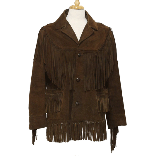 Western Brown Suede Leather Fringe Jacket Cowboy Jacket LWJ3350
