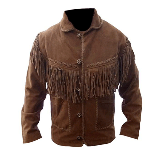 Western Brown Suede Leather Fringe Jacket Cowboy Jacket LWJ3300