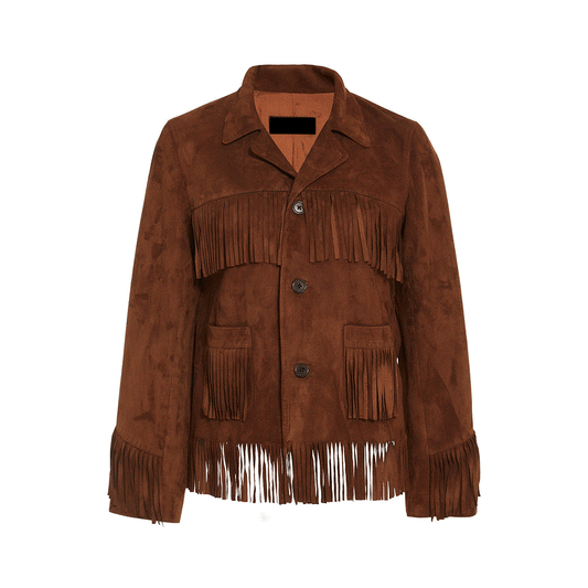 Western Brown Suede Leather Fringe Jacket Cowboy Jacket LWJ3340