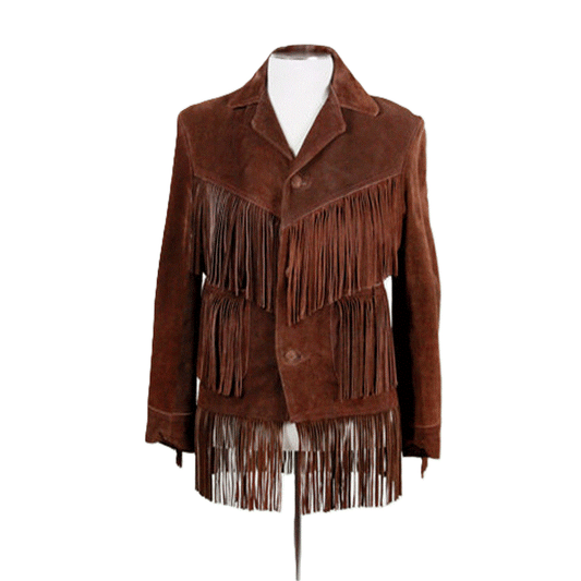 Western Brown Suede Leather Fringe Jacket Cowboy Jacket LWJ3390