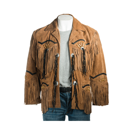 Western Brown Suede Leather Fringe Jacket Cowboy Jacket LWJ3400