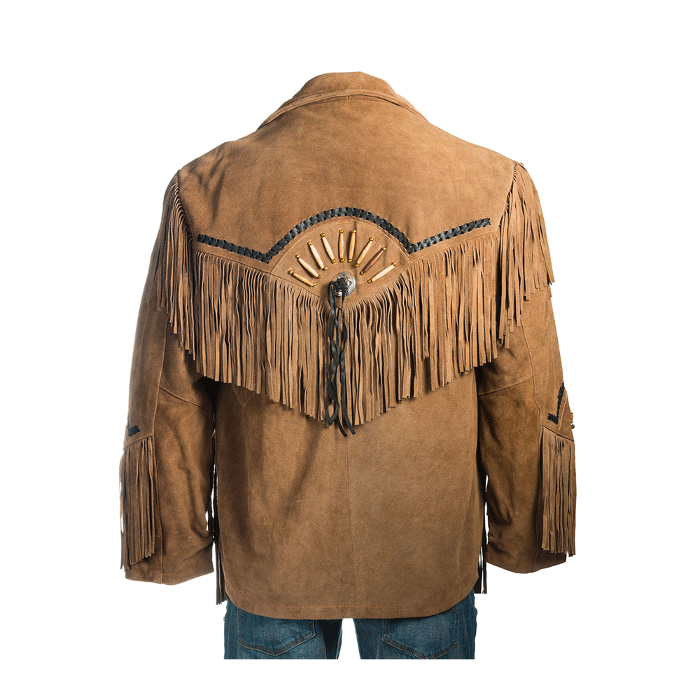 Western Brown Suede Leather Fringe Jacket Cowboy Jacket LWJ3400
