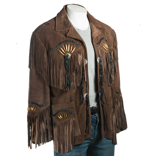 Western Brown Suede Leather Fringe Jacket Cowboy Jacket LWJ3410