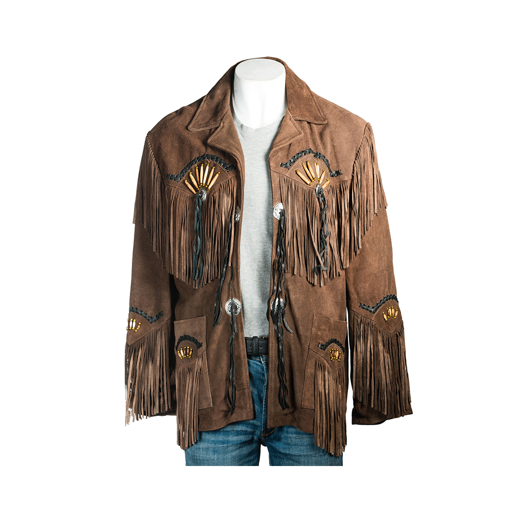 Western Brown Suede Leather Fringe Jacket Cowboy Jacket LWJ3410