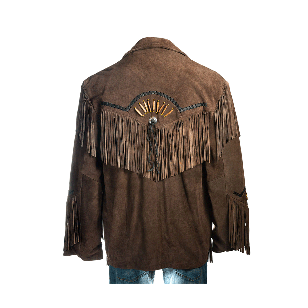 Western Brown Suede Leather Fringe Jacket Cowboy Jacket LWJ3410