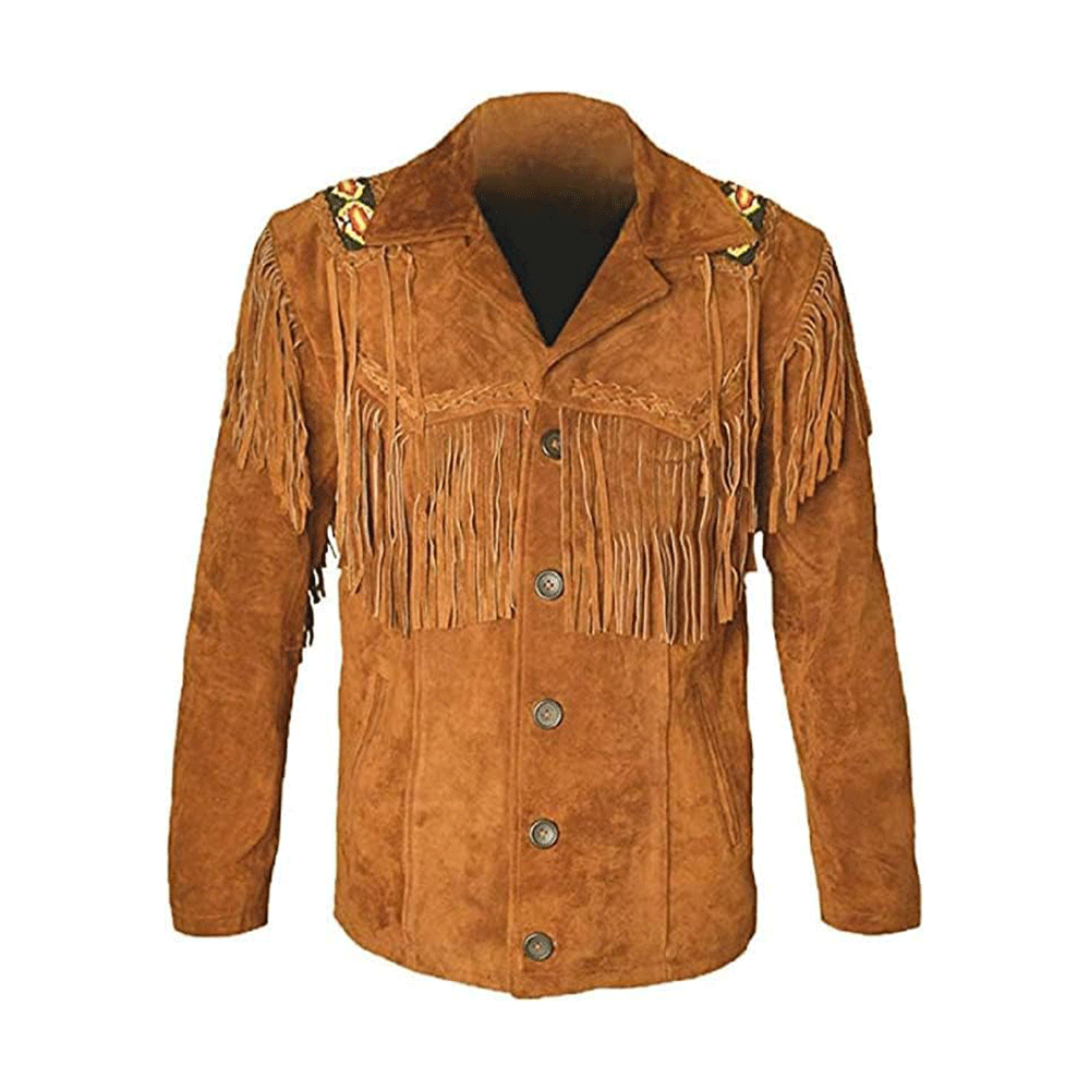 Western Brown Suede Leather Fringe Jacket Cowboy Jacket LWJ1300
