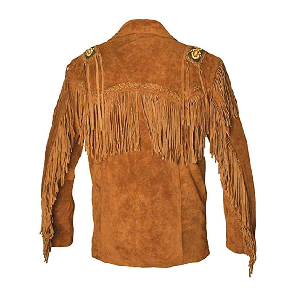 Western Brown Suede Leather Fringe Jacket Cowboy Jacket LWJ1300