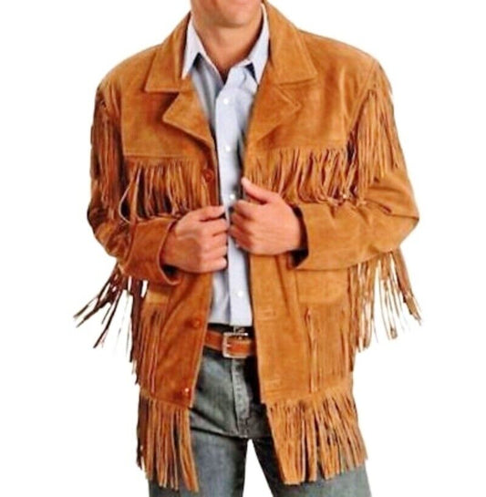 Western Brown Suede Leather Fringe Jacket Cowboy Jacket LWJ3250