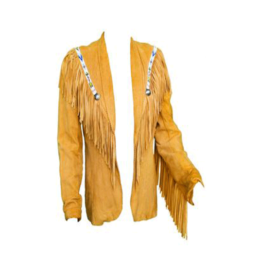 Western Golden Suede Leather Fringe Jacket Cowboy Jacket LWJ2140