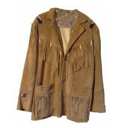 Western Brown Suede Leather Fringe Jacket Cowboy Jacket LWJ1200