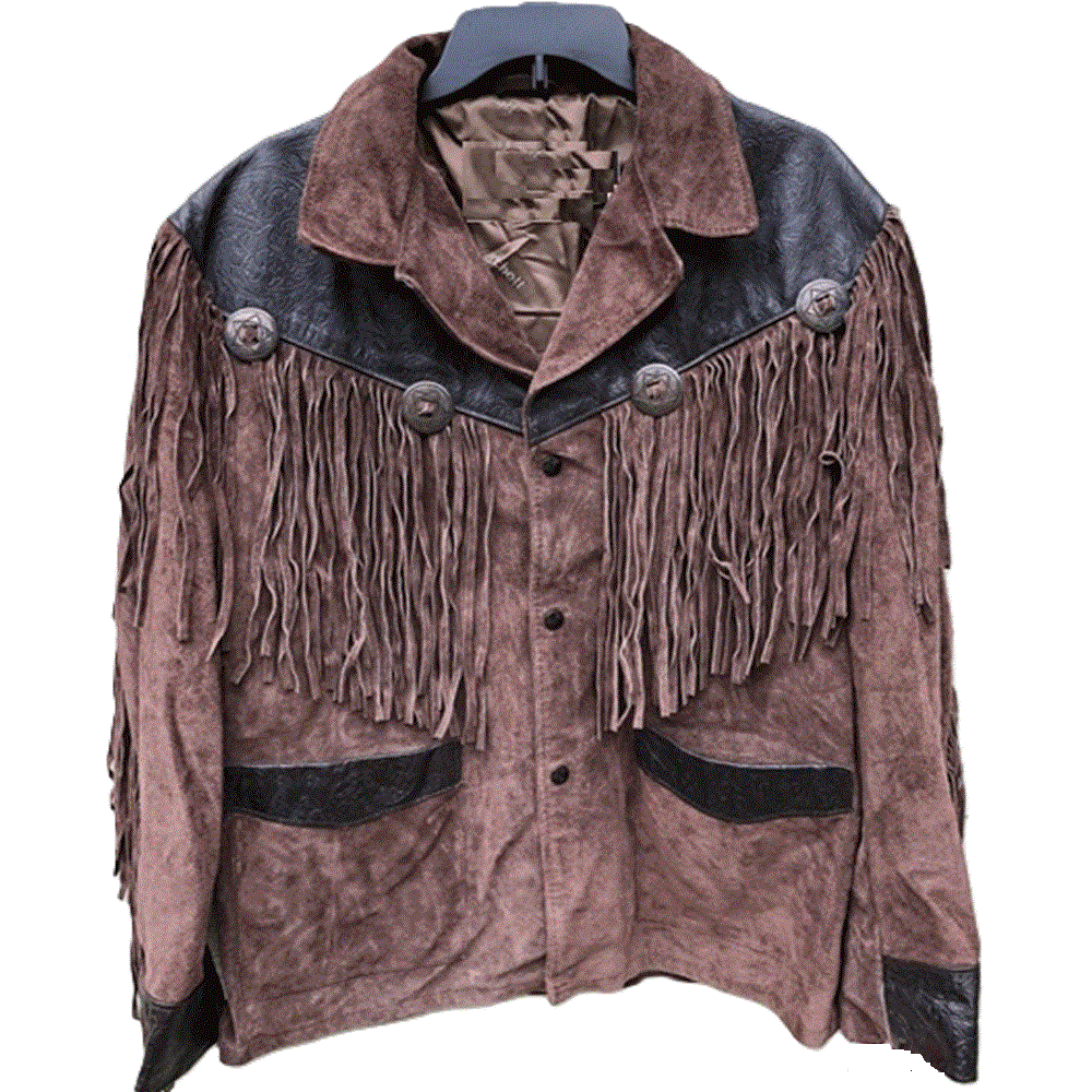 Western Brown Suede Leather Fringe Jacket Cowboy Jacket LWJ1090