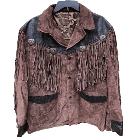 Western Brown Suede Leather Fringe Jacket Cowboy Jacket LWJ1090