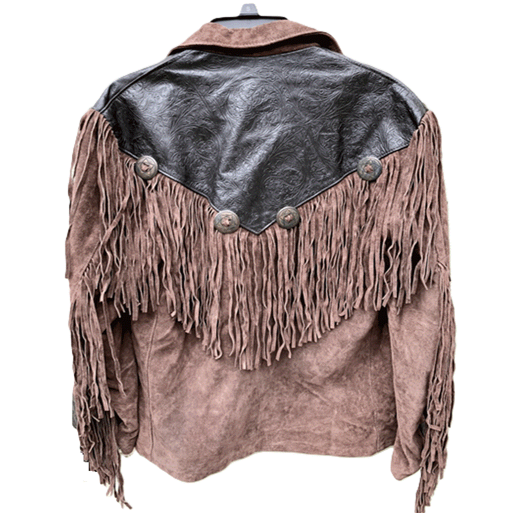 Western Brown Suede Leather Fringe Jacket Cowboy Jacket LWJ1090
