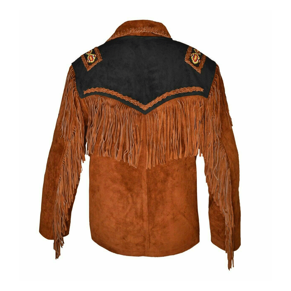 Western Fringe Jacket Brown Suede Leather LWJ2000