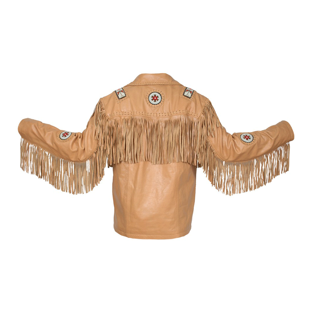 Western Brown Fringe Beaded Leather Jacket Cowboy Jacket LWJ1230