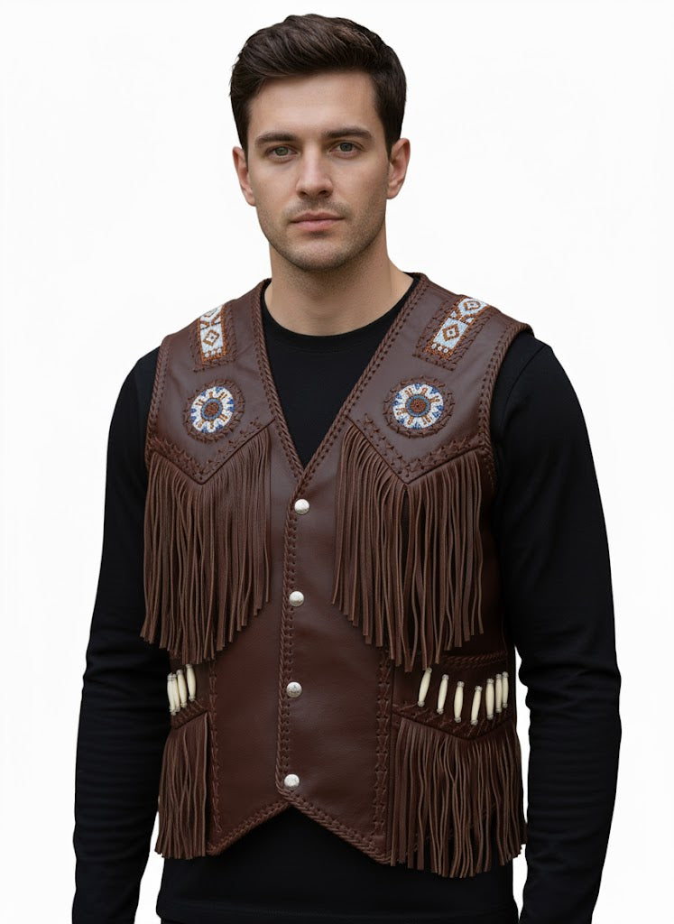 Men's Western Fringe Vests | Cowboy & Western Style Outfit WMV29
