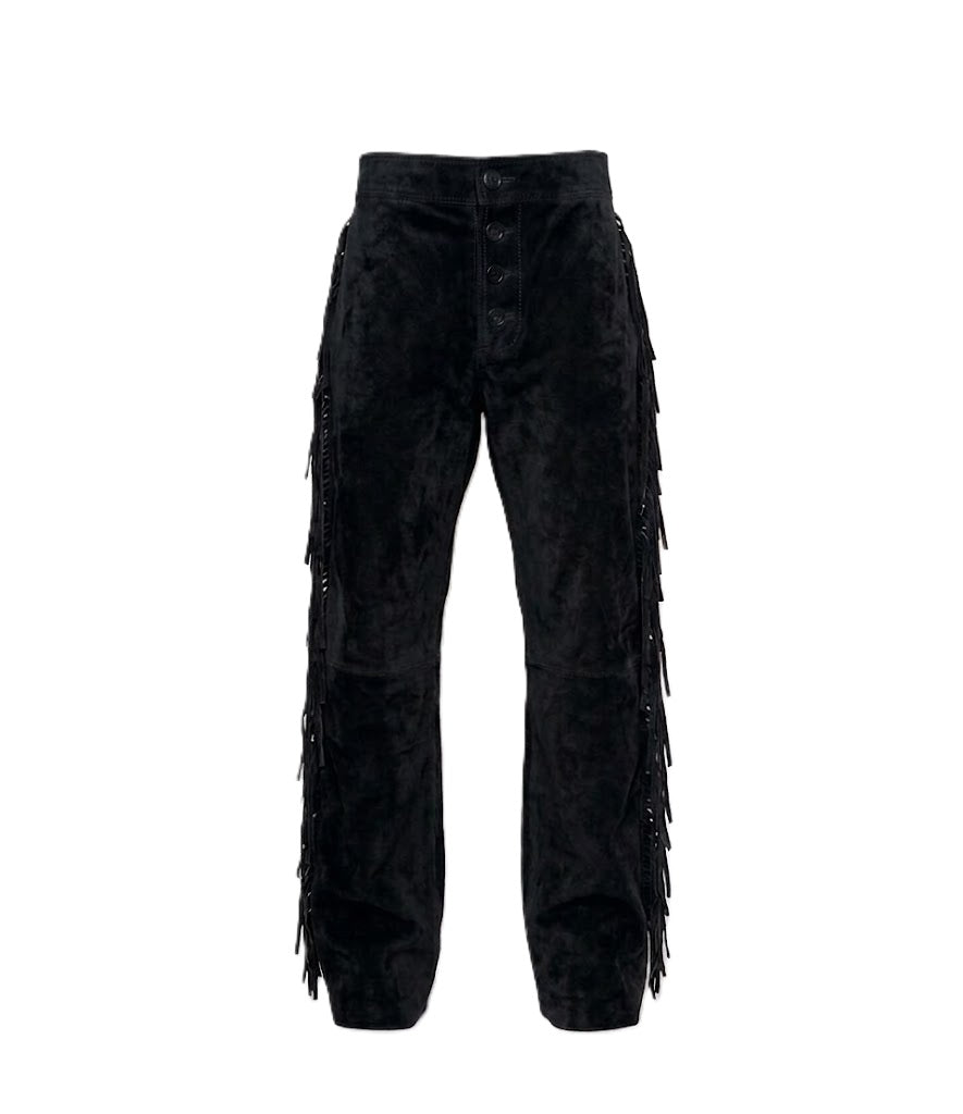 Men's Western Fringe Leather Pants - Stylish & Durable WRP302