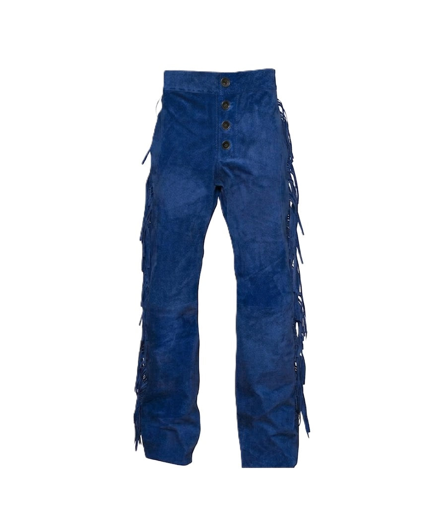Men's Western Fringe Leather Pants - Stylish & Durable WRP302