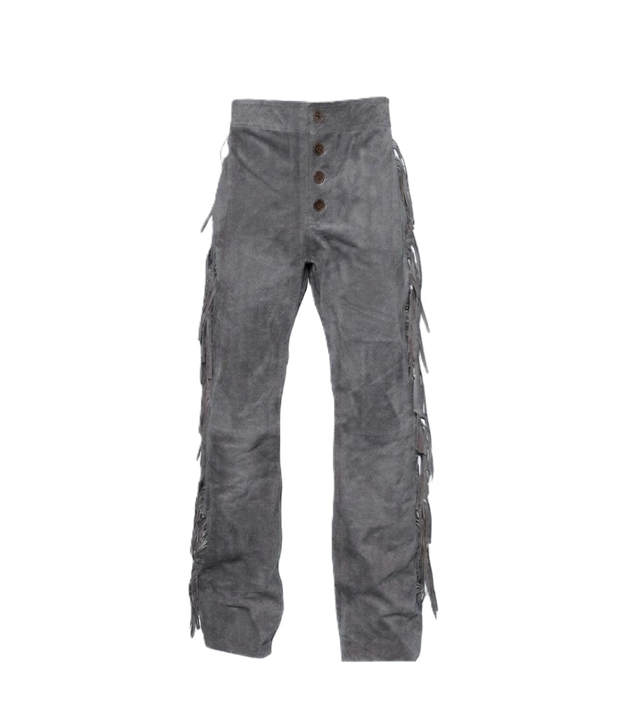 Men's Western Fringe Leather Pants - Stylish & Durable WRP302