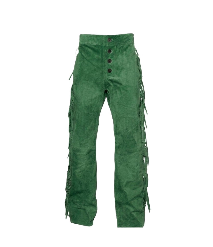 Men's Western Fringe Leather Pants - Stylish & Durable WRP302