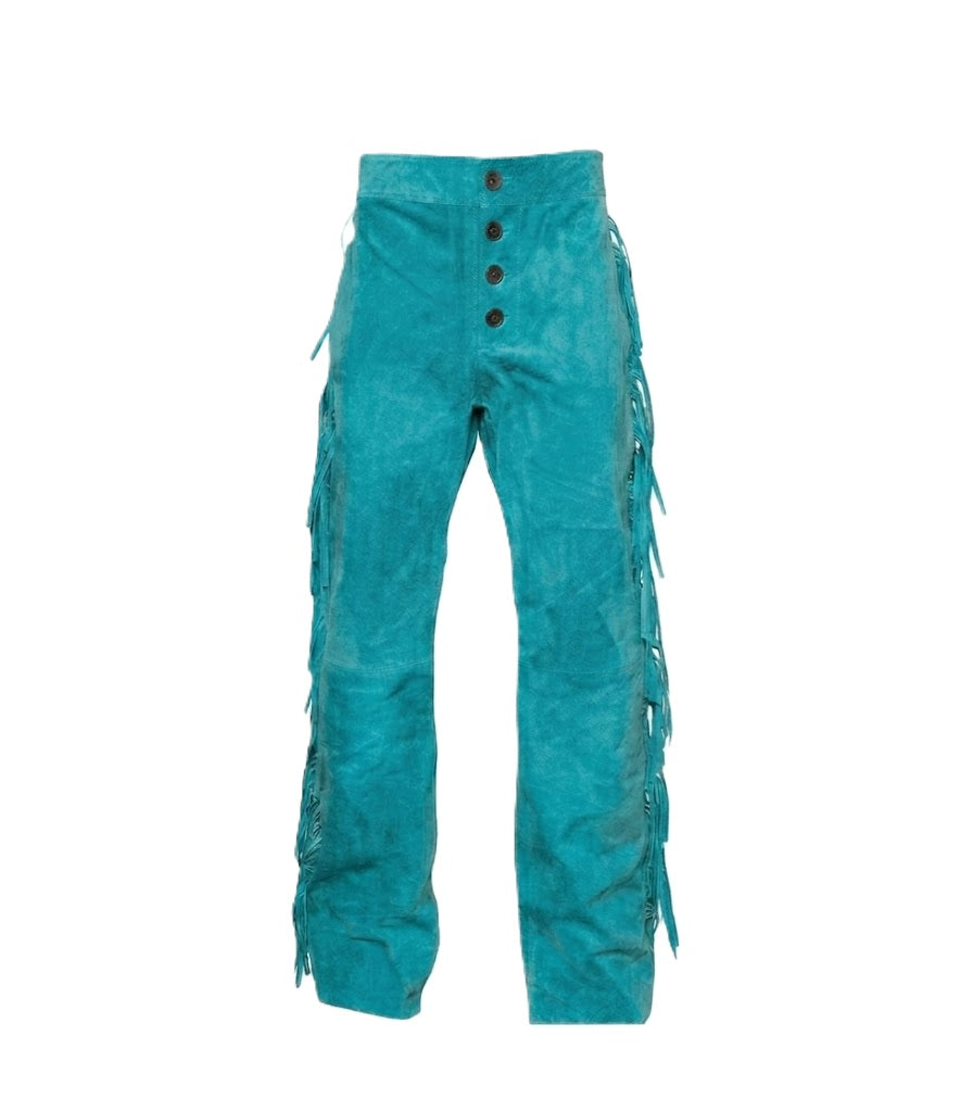 Men's Western Fringe Leather Pants - Stylish & Durable WRP302