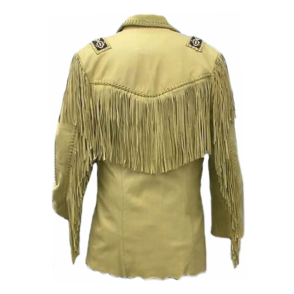 Western Brown Fringe Beaded Leather Jacket Cowboy Jacket LWJ1250