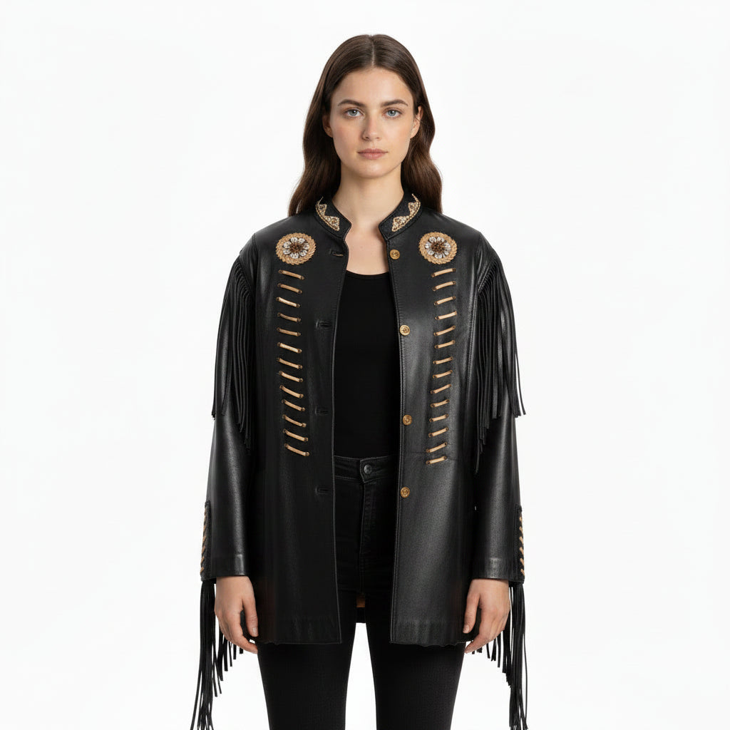 black leather coat jacket for women 