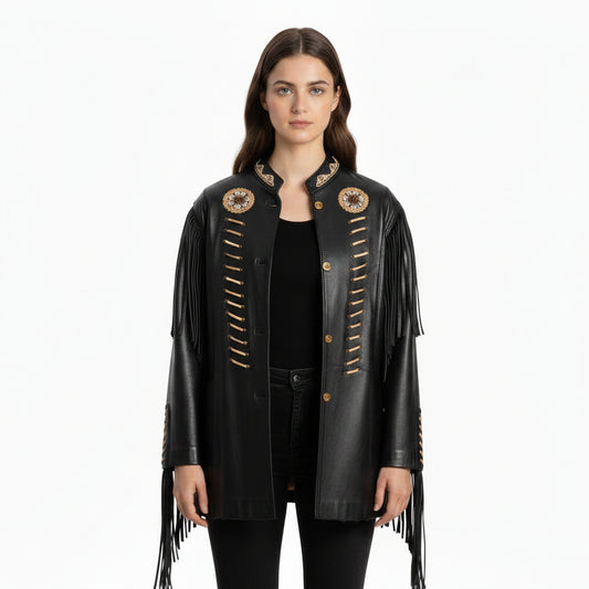 black leather coat jacket for women 