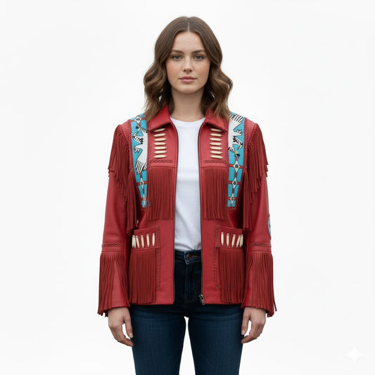 red leather jacket for women 