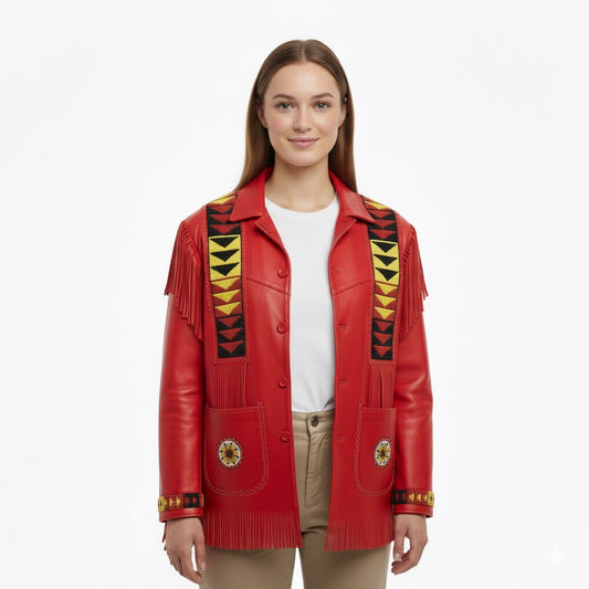 red leather jacket for women 