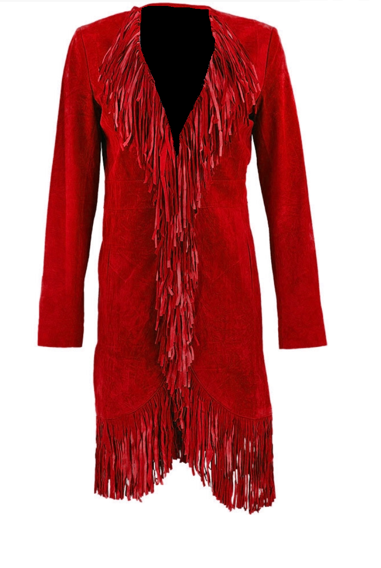 red_suede_leather_long_fringe_coat_for_woman_